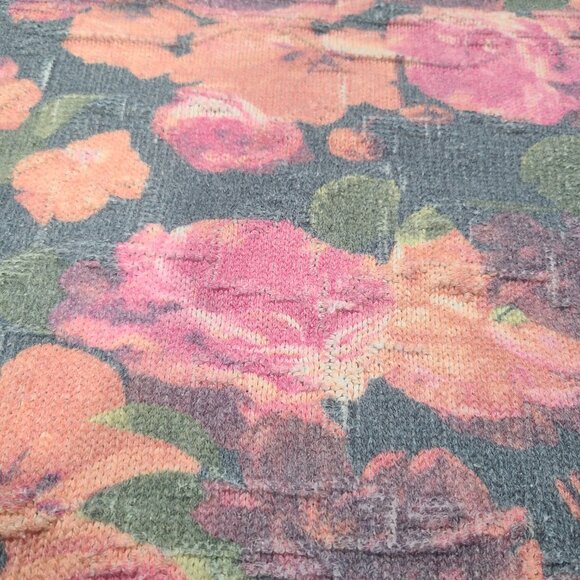 VINTAGE 1990s Objects D'art Floral Cropped Boat Neck Knit Crop Top Sweater Sz: M - Picture 2 of 9